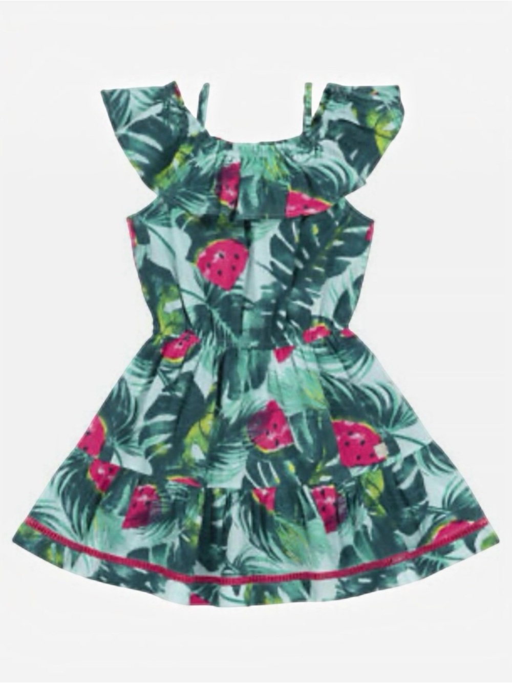 Deux Par Deux Tropical Watermelon Off Shoulder Sundress Girls Sz 5 Summer Boho